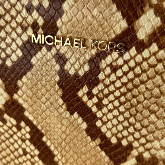 Michael Kors Lenox Leather Snakeskin Embossed Satchel Crossbody - Picture 7 of 12
